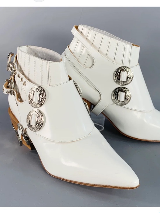 TOGA Pulla Shoes - Toga Pulla White Harness Ankle Boots Western 37